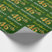 Green, Imitation Gold look "46th BIRTHDAY" Cadeaupapier (Hoek)