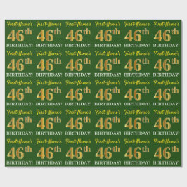 Green, Imitation Gold look "46th BIRTHDAY" Cadeaupapier