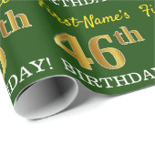 Green, Imitation Gold look "46th BIRTHDAY" Cadeaupapier (Rol Hoek)