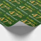 Green, Imitation Gold look "47th BIRTHDAY" Cadeaupapier (Hoek)