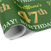 Green, Imitation Gold look "47th BIRTHDAY" Cadeaupapier (Rol Hoek)