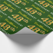 Green, Imitation Gold look "48th BIRTHDAY" Cadeaupapier (Hoek)