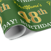 Green, Imitation Gold look "48th BIRTHDAY" Cadeaupapier (Rol Hoek)