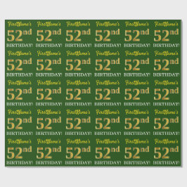 Green, Imitation Gold look "52nd BIRTHDAY" Cadeaupapier