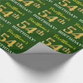 Green, Imitation Gold look "54th BIRTHDAY" Cadeaupapier (Hoek)