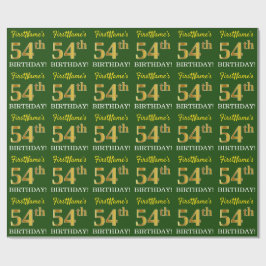 Green, Imitation Gold look "54th BIRTHDAY" Cadeaupapier