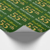 Green, Imitation Gold look "55th BIRTHDAY" Cadeaupapier (Hoek)