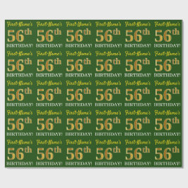 Green, Imitation Gold look "56th BIRTHDAY" Cadeaupapier