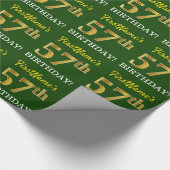 Green, Imitation Gold look "57th BIRTHDAY" Cadeaupapier (Hoek)