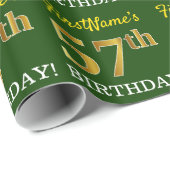 Green, Imitation Gold look "57th BIRTHDAY" Cadeaupapier (Rol Hoek)