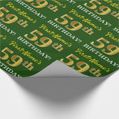 Green, Imitation Gold look "59th BIRTHDAY" Cadeaupapier (Hoek)