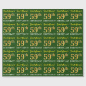Green, Imitation Gold look "59th BIRTHDAY" Cadeaupapier (Vlak)