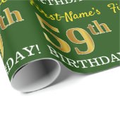Green, Imitation Gold look "59th BIRTHDAY" Cadeaupapier (Rol Hoek)
