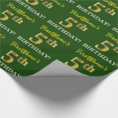 Green, Imitation Gold look "5th BIRTHDAY" Cadeaupapier (Hoek)