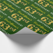 Green, Imitation Gold look "63rd BIRTHDAY" Cadeaupapier (Hoek)