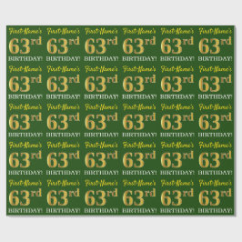 Green, Imitation Gold look "63rd BIRTHDAY" Cadeaupapier