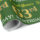 Green, Imitation Gold look "63rd BIRTHDAY" Cadeaupapier (Rol Hoek)