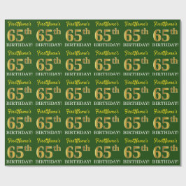 Green, Imitation Gold look "65th BIRTHDAY" Cadeaupapier