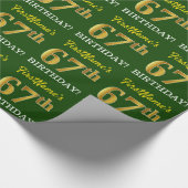 Green, Imitation Gold look "67th BIRTHDAY" Cadeaupapier (Hoek)