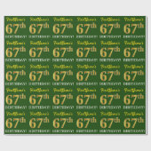 Green, Imitation Gold look "67th BIRTHDAY" Cadeaupapier (Vlak)