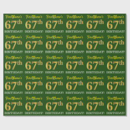 Green, Imitation Gold look "67th BIRTHDAY" Cadeaupapier