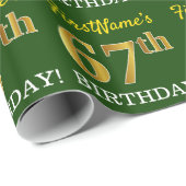 Green, Imitation Gold look "67th BIRTHDAY" Cadeaupapier (Rol Hoek)
