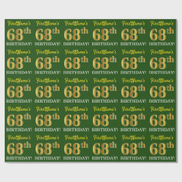 Green, Imitation Gold look "68th BIRTHDAY" Cadeaupapier