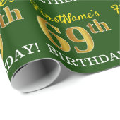 Green, Imitation Gold look "69th BIRTHDAY" Cadeaupapier (Rol Hoek)