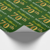 Green, Imitation Gold look "70th BIRTHDAY" Cadeaupapier (Hoek)