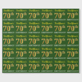 Green, Imitation Gold look "70th BIRTHDAY" Cadeaupapier (Vlak)