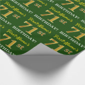 Green, Imitation Gold look "71st BIRTHDAY" Cadeaupapier (Hoek)