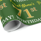 Green, Imitation Gold look "71st BIRTHDAY" Cadeaupapier (Rol Hoek)
