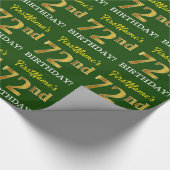 Green, Imitation Gold look "72nd BIRTHDAY" Cadeaupapier (Hoek)