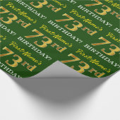 Green, Imitation Gold look "73rd BIRTHDAY" Cadeaupapier (Hoek)