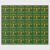 Green, Imitation Gold look "73rd BIRTHDAY" Cadeaupapier (Vlak)