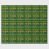 Green, Imitation Gold look "77th BIRTHDAY" Cadeaupapier (Vlak)