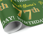 Green, Imitation Gold look "77th BIRTHDAY" Cadeaupapier (Rol Hoek)