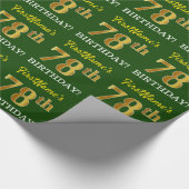 Green, Imitation Gold look "78th BIRTHDAY" Cadeaupapier (Hoek)