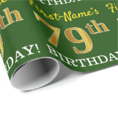 Green, Imitation Gold look "79th BIRTHDAY" Cadeaupapier (Rol Hoek)