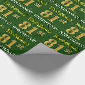 Green, Imitation Gold look "81st BIRTHDAY" Cadeaupapier (Hoek)