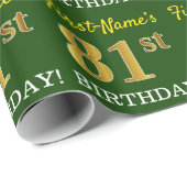 Green, Imitation Gold look "81st BIRTHDAY" Cadeaupapier (Rol Hoek)