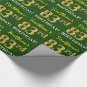 Green, Imitation Gold look "83rd BIRTHDAY" Cadeaupapier (Hoek)