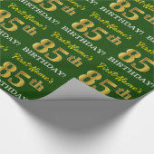Green, Imitation Gold look "85th BIRTHDAY" Cadeaupapier (Hoek)