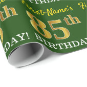 Green, Imitation Gold look "85th BIRTHDAY" Cadeaupapier (Rol Hoek)