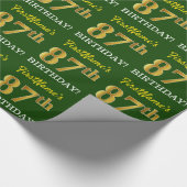 Green, Imitation Gold look "87th BIRTHDAY" Cadeaupapier (Hoek)