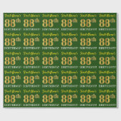 Green, Imitation Gold look "88th BIRTHDAY" Cadeaupapier (Vlak)