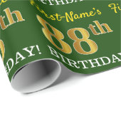 Green, Imitation Gold look "88th BIRTHDAY" Cadeaupapier (Rol Hoek)