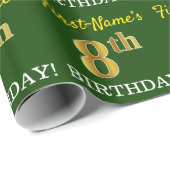 Green, Imitation Gold look "8th BIRTHDAY" Cadeaupapier (Rol Hoek)