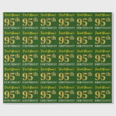 Green, Imitation Gold look "95th BIRTHDAY" Cadeaupapier (Vlak)
