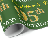 Green, Imitation Gold look "95th BIRTHDAY" Cadeaupapier (Rol Hoek)